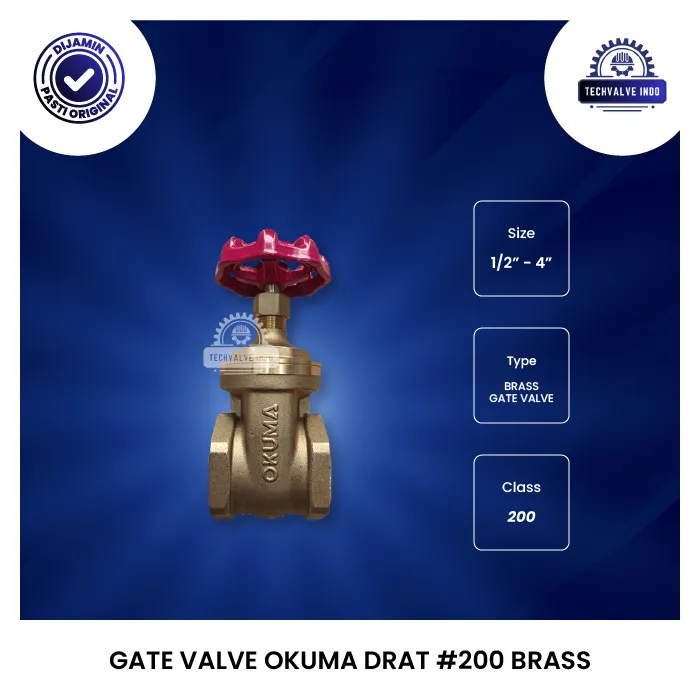 GATE VALVE OKUMA DRAT #200 BRASS
