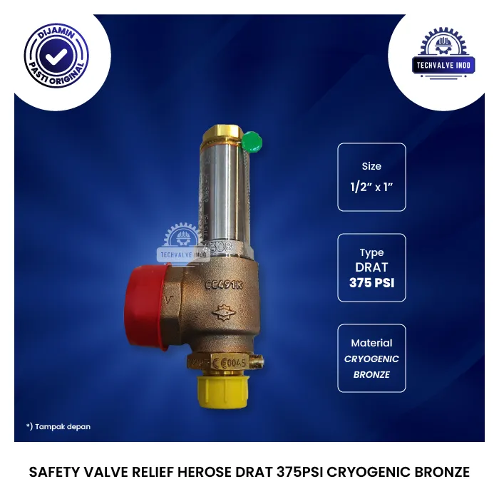 SAFETY VALVE RELIEF HEROSE DRAT 375PSI CRYOGENIC BRONZE