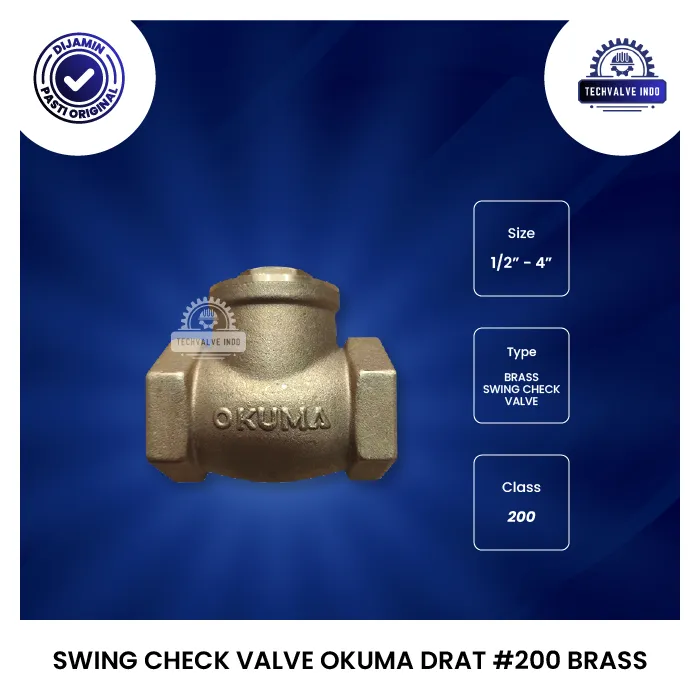 SWING CHECK VALVE OKUMA DRAT #200 BRASS
